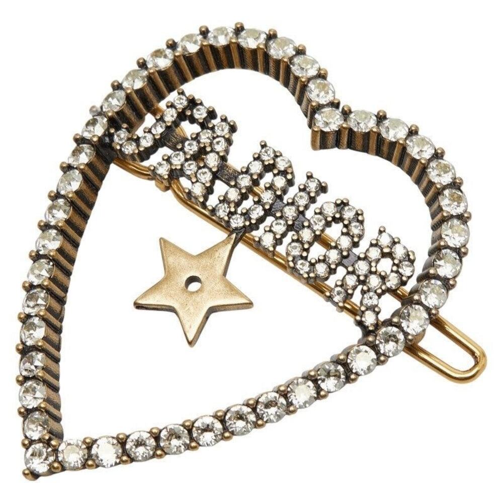 Dior J'ADIOR Heart Gold Plated Rhinestone Hairpin Hair Accessory